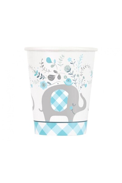 elefant Floral Blue paper cup set of 8 pcs 266 ml