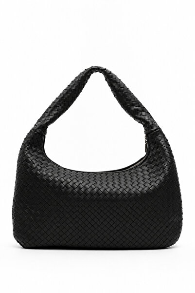 staybeautiful Women's Knitted Pattern Retro University Bag Black
