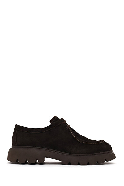 Derimod Men's Brown Lace-Up Thick-Soled Suede Leather Casual Shoes Wm660012Ds
