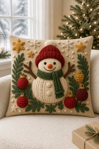 stellahomes New Year's Themed Embroidery-Looking Digital Printed 4-Piece Throw Pillow Cover and 40X140 cm Runner Set of 5