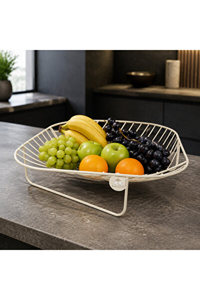 Gastrometa Cream Metal Fruit and Presentation Basket – Square Shaped with Sta...
