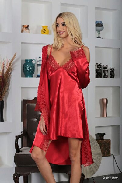 Sistina Ilkestor Red Satin Nightgown - 1703 - (42553) Size L/Xl