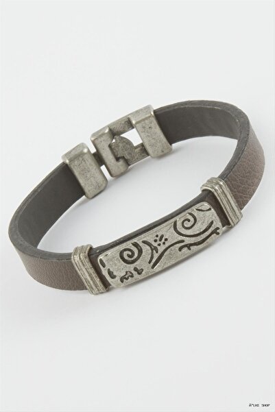 ZERO LAND Ilkestor Tile Patterned Faux Leather (40022) Bracelet Brown