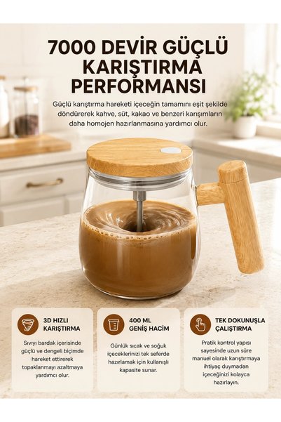 ARMÜZ Manyetik Karıştırıcı Kupa – 400 Ml, C Tipi Şarjlı, Akıllı Tasarım Yeni Nesil
