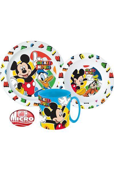 Disney Mickey Cool Summer set de veselă, set micro plastic cu cană 350 ml