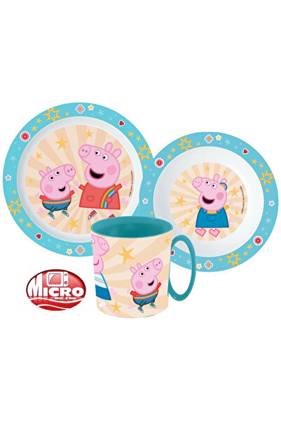 Javoli Purcelușa Peppa Kindness set de masă, set micro plastic cu cană 350 ml