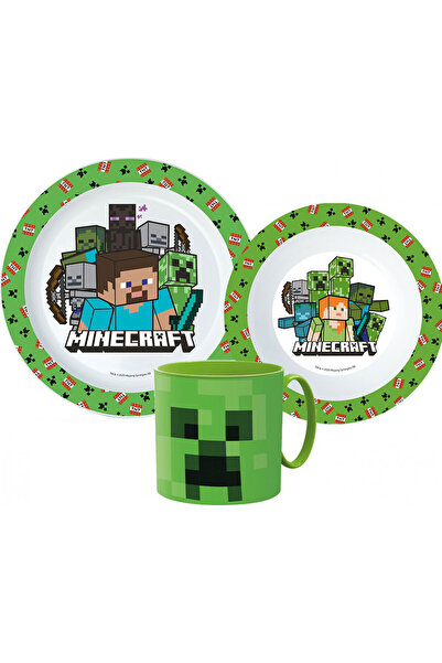 MINECRAFT Set de servire Pixelcraft, set din microplastic cu cană de 265 ml