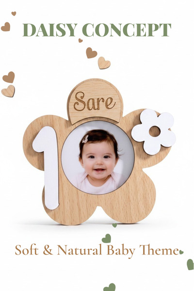 aze kids Kişiye Özel Papatya Çiçek Temalı Magnet İsimli Bebek Doğum Günü Magneti