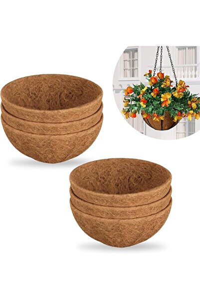 Bamworld Planter Basket Liner 6 Pcs Coconut Liners for Planters, Round Hangin...