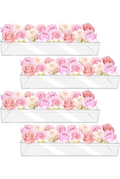 Rassam Al Khaleej 4Pcs Acrylic Flower Vase with 16 Holes, (15.8 * 4 * 2.4inch...