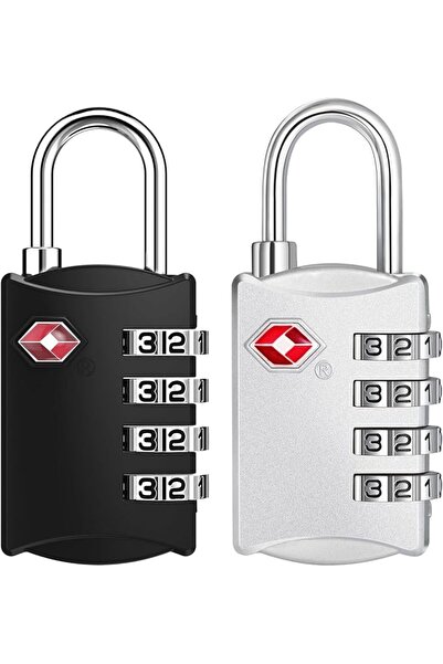 GENERAL ZHEGE Suitcase Padlocks, TSA Approved Luggage Locks (Black & Silver)