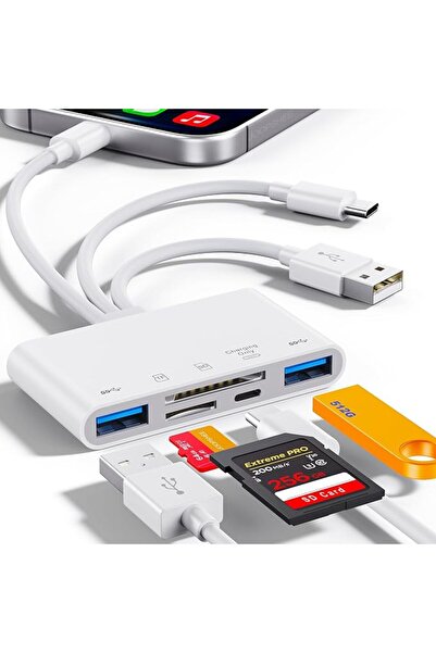 SYOSI قارئات بطاقات الذاكرة SD 5 في 1، محول USB OTG ومحولات قارئ بطاقات SD له...