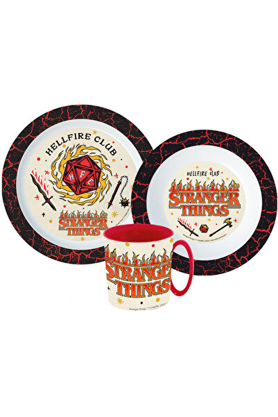 Stranger Things Upside Down set de masă, set micro plastic cu cană 350 ml