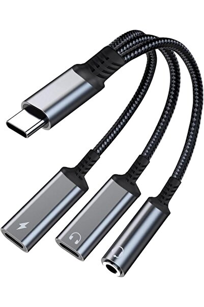 Bukela USB-C to 3.5mm Headphone and Charger Adapter, 3 in 1 Dual Type C Aux S...