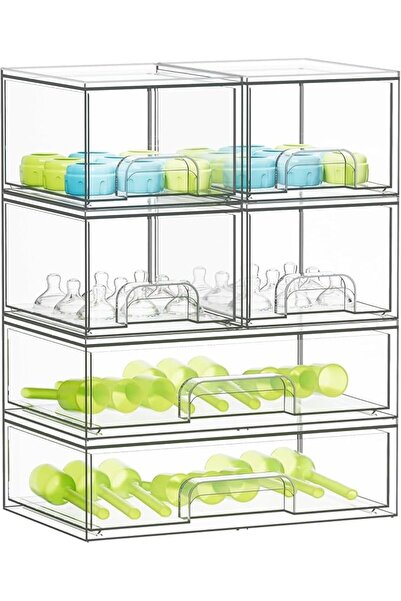 NIUBI Bottle Storage Organizer Baby, Acrylic Bottles Station Organizer Contai...