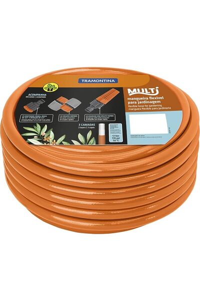 TRAMONTINA Super Flex 15m 1/2" Orange Garden Hose with Quick Connectors and S...