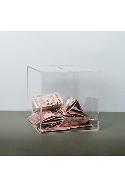 Rassam Al Khaleej Acrylic Piggy Bank, Square Money Box for Adults, Acrylic Mo...