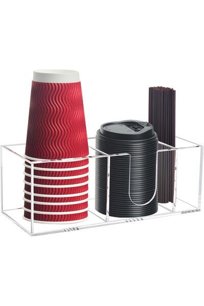 Generic Coffee Cup Holder for Countertop, Acrylic Mug Organizer with Tray, Du...