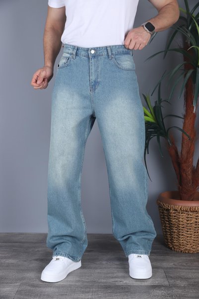 Erkek Yıkamalı Süper Baggy Bol Kesim Kot Pantolon