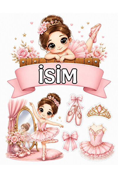 telaşe memuru İSİMLİ - Balerin Temalı Yenilebilir Pasta Süsü - Balerin Pasta ...