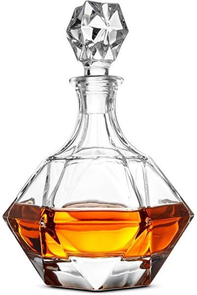THE WHITE SHOP Glass Decanter & Liquor Decanter with Glass Stopper, 30 Oz.- W...