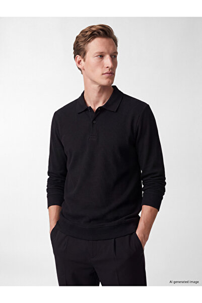LC Waikiki Men's Black Polo Neck Sweatshirt