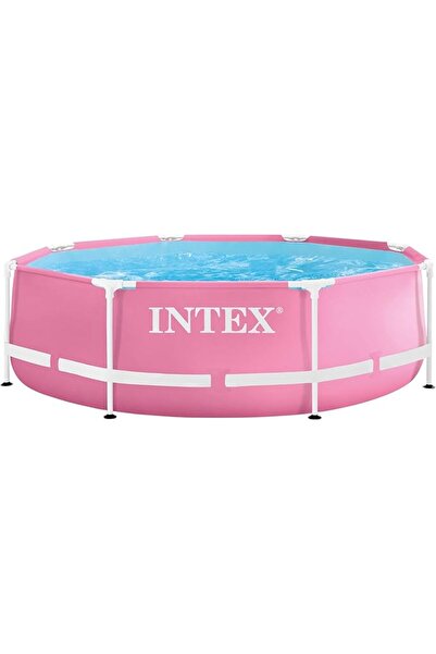 Intex حوض سباحة معدني وردي اللون مقاس 2.44 متر × 76 سم، حجم الإعداد: 2.44 متر...