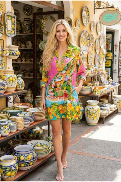 Antica Sartoria Kaftan Positano Limoni - marime S