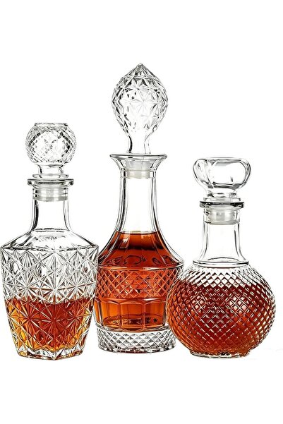 THE WHITE SHOP طقم ديكانتر من 3 قطع - ديكانتر زجاجي إبداعي للمشروبات الكحولية...