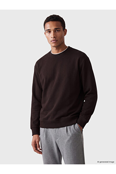 LC Waikiki Vizyon New Season Brown Crew Neck Men's Thick Sweatshirt