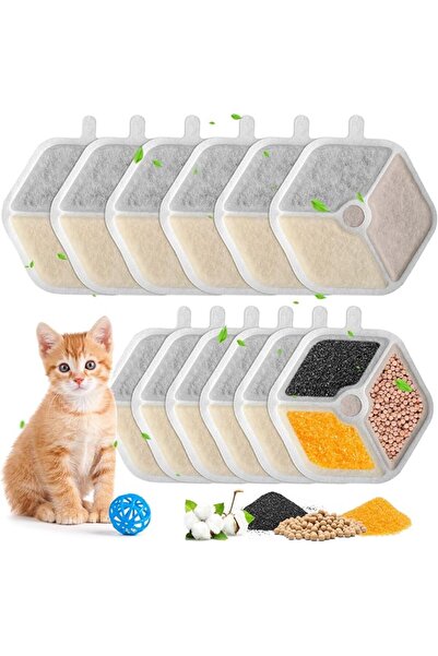 GENERAL 12 Pack Cat Water Fountain Filters for ‎Oneisall PTM-643 Wireless Ult...