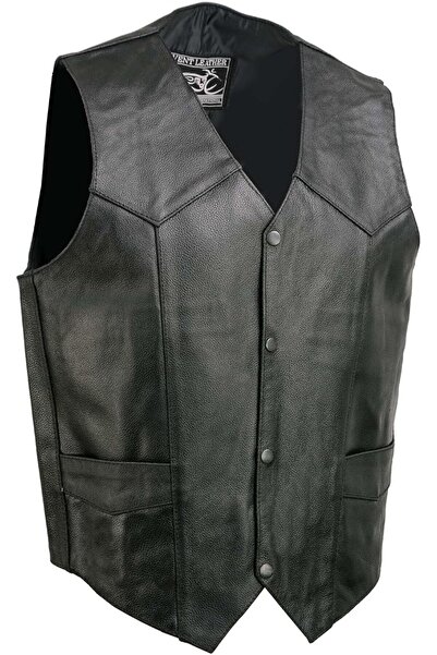 EventusMagaza EVENT LEATHER EL5310 Black Motorcycle Leather Vest for Men - Ri...