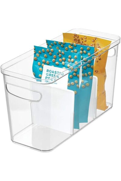 Interdesign IDESIGN RPET CRISP DIVIDED BIN 8 X 12 X 8 CLEAR/MATTE WHITE