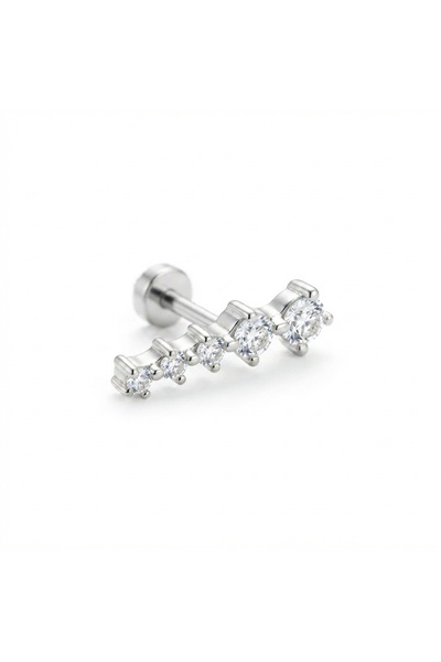 Siya Silver Kararmaz Çelik Zirkon Taşlı Karışık Figürlü Vidalı Labret Tragus ...