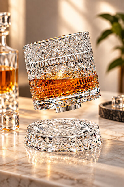 SIMPLIO 360 Derece Dönen Bardak - 280 Ml - Kristal Cam