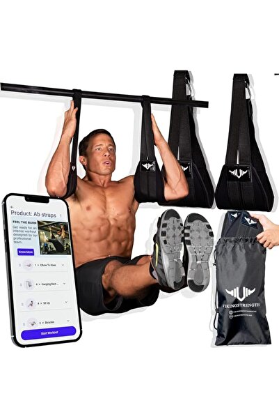 VIKINGSTRENGTH أحزمة تمارين البطن - زوج أحزمة تمارين البطن المبطنة الممتازة ل...