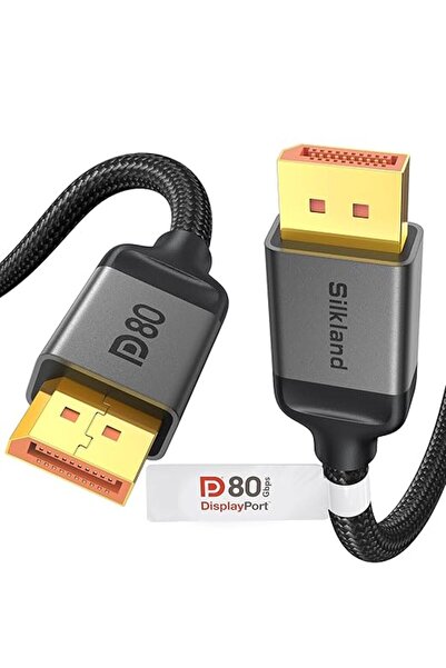 Silkland كابل Display Port 2.1 بسرعة 80 جيجابت في الثانية، طول 2 متر [معتمد م...