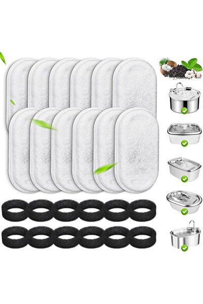 Arabest Cat Water Fountain Filters, 12 Pack Pet Replacement Filters with 12 S...