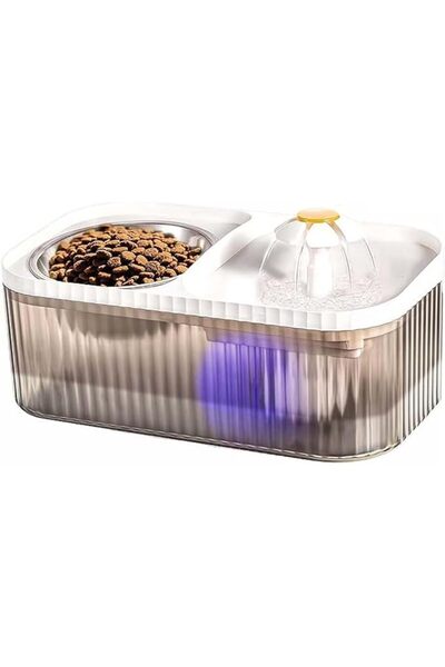 Yelajoy Cat Water Fountain, Stainless Steel Food Bowl, 100oz/3L Super Quiet A...