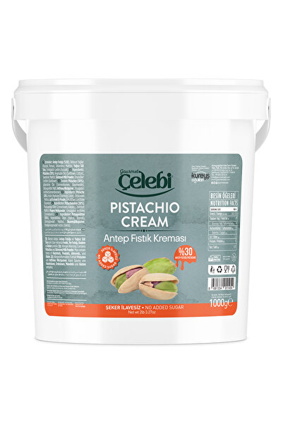 Gourmet Çelebi Şekersiz Antep Fıstık Kreması 1 Kg - Şeker İlavesiz Gerçek Ant...