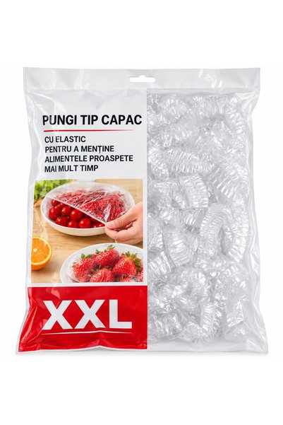 Generic Brand Set 60 capace elastice universale pentru alimente XXL – transparente, practice și ușor de folosit