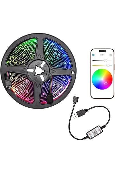 Lawazim شريط إضاءة LED بطول 5 متر مع تحكم عبر تطبيق الهاتف - إضاءة RGB ذكية ب...