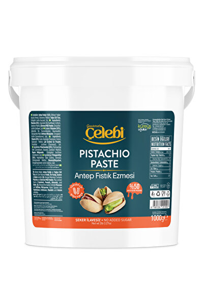 Gourmet Çelebi Şeker İlavesiz Antep Fıstık Ezmesi 1 Kg - Şekersiz Gerçek Ante...