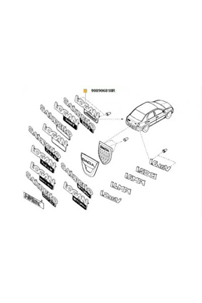 GENERİC 1 MONOGRAMA SPATE "DACIA" Renault 908905709R