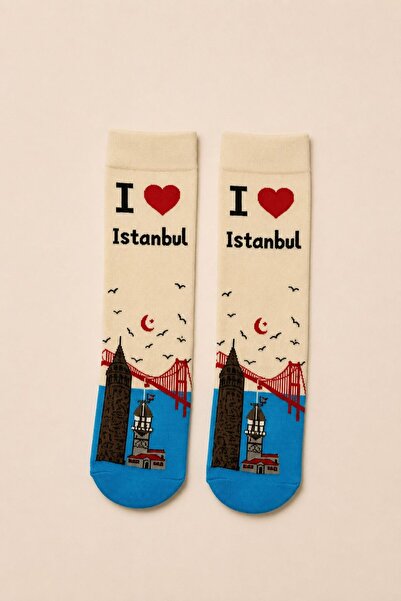 Ka Art Gallery جوارب إسطنبول المزخرفة للجنسين - جوارب I Love Istanbul باللون ...