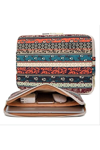 TERRIFI Red Bohemia Waterproof Canvas Laptop Sleeve with Front Pocket, Shockp...