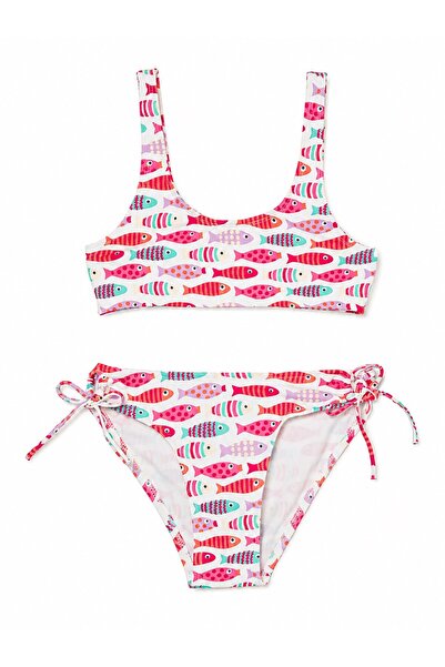 United Colors of Benetton Benetton girl's adjustable print detailed bikini 3-...