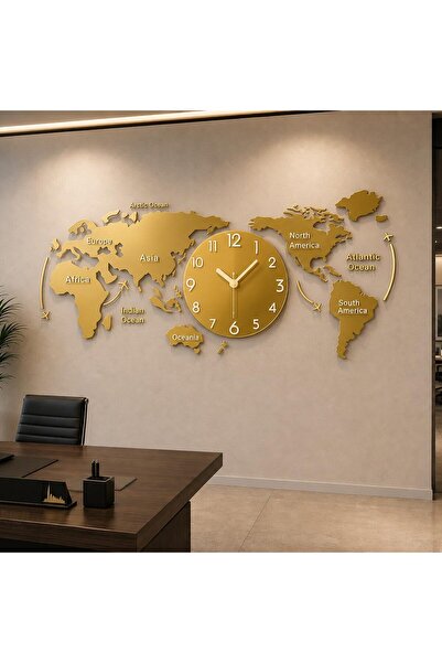 Generic Acrylic 3D World Map Wall Clock Large Modern Decorative Timepiece Mir...