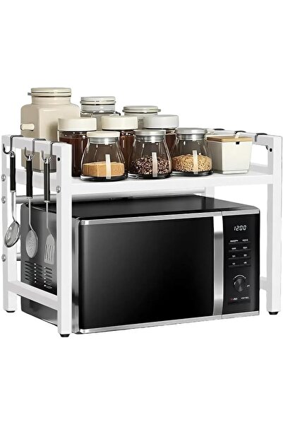 U-HOOME U HOOME 2 Tier Microwave Oven Rack, Expandable Microwave Oven Stand w...