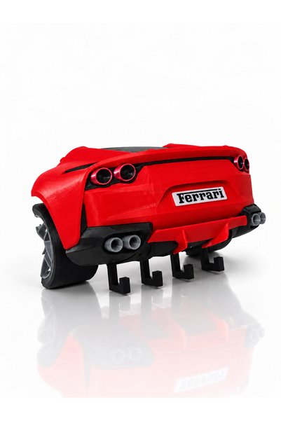 bambam 3d Suport de chei de perete cu design roșu de mașină sport - Suport decorativ pentru chei cu 4 cârlige
